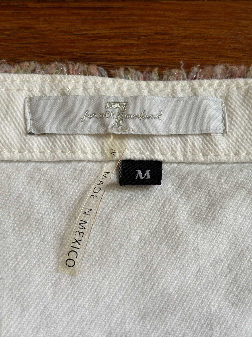 7 For All Mankind Unicorn Fringe White Denim Mini Dress - M - Picture 2 of 7